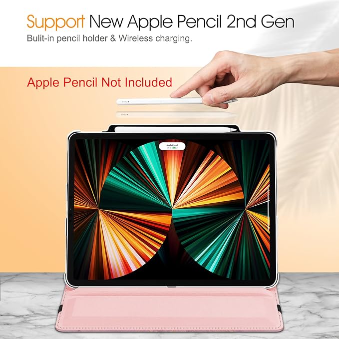 Fintie Rotating Case for iPad Pro 12.9-inch 6th/5th/4th/3rd Generation | 360° Swivel Stand Landscape &amp Portrait Viewing Shockproof Protective Cover Pencil Holder Auto Sleep/Wake Black