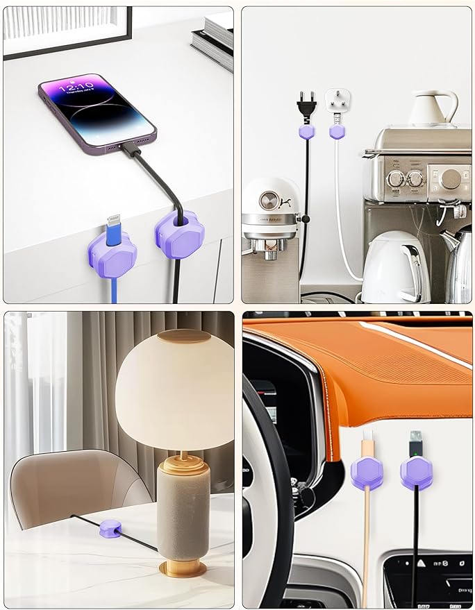 Cord Organizer - Cord Holder for Nightstand - Cable Clips - Cord Holder, Magnetic Cord Organizer, for Desk, Nightstand, Phone Charger, Computer, Home, Office, Car