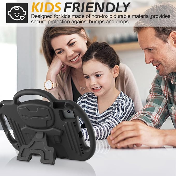 AVAWO Kids Case for iPad (A16) 11th Generation 11 Inch 2025 iPad 10th Generation 10.9 2022 Shockproof Rugged Protective Cover with Shoulder Strap/Handles/Kickstand for i Pad 10/11 Gen Black
