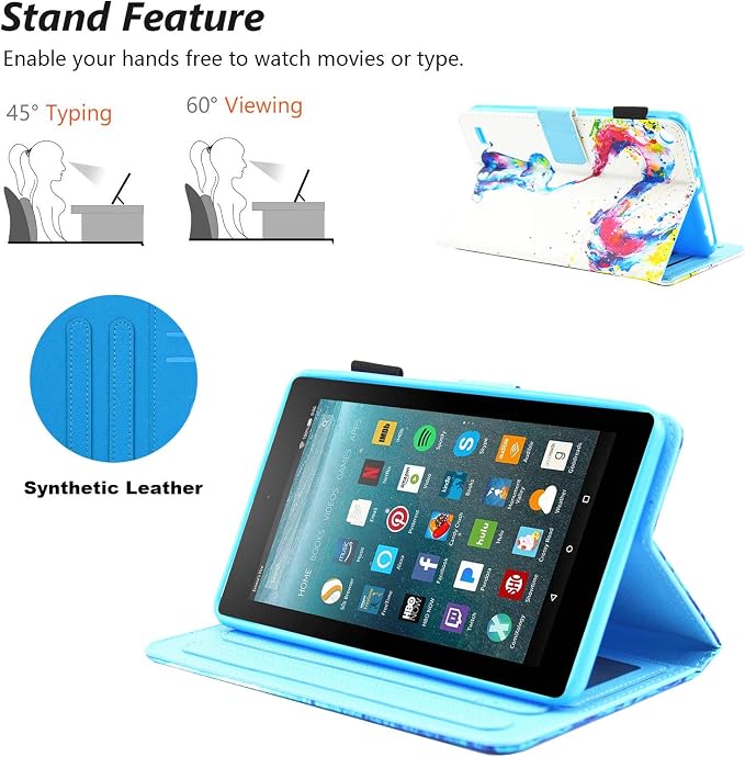 Case for Kindle Fire 7 TabletDteck Full Protective Flip Adjustable Stand Auto Wake/Sleep Smart Cover with Pencil Holder for Kindle Fire 7 Tablet 9th/7th/5th Generation 2019/2017/2015 ReleaseKing Dog