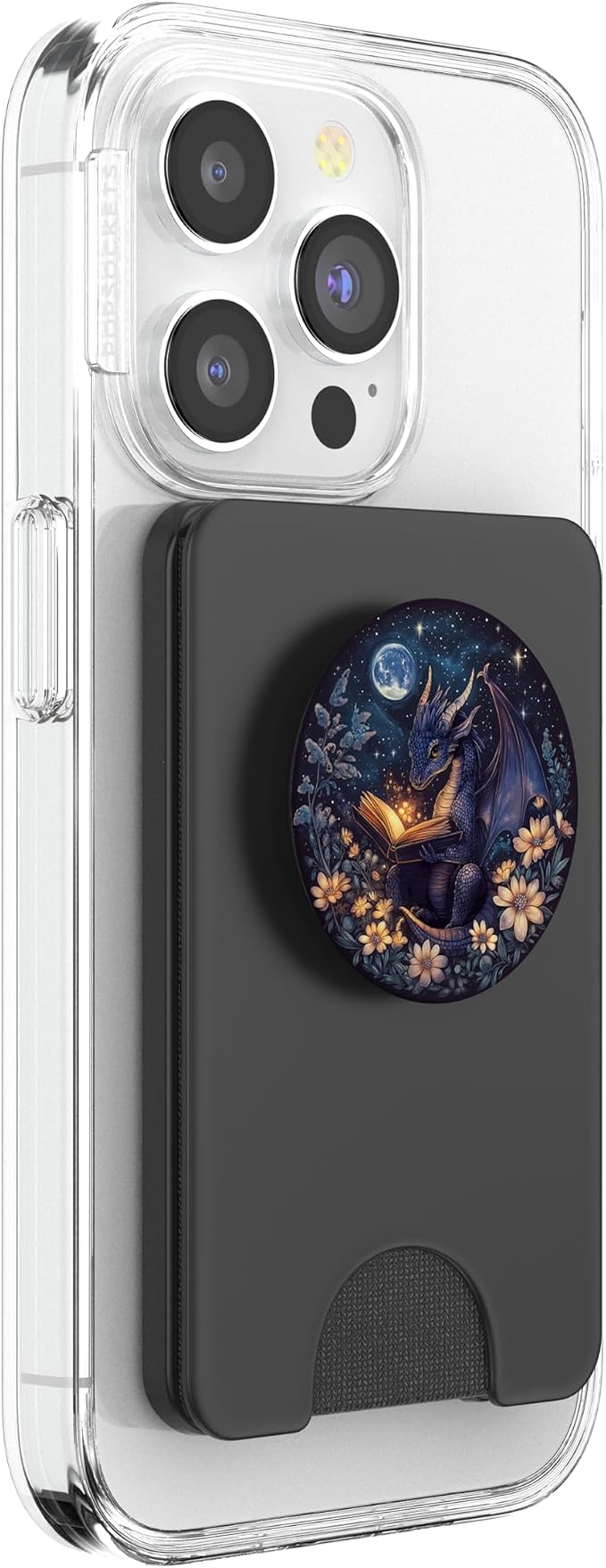 Cute Dragon Books Starry Sky Flower Bookworm Book Lover PopSockets Adhesive PopGrip