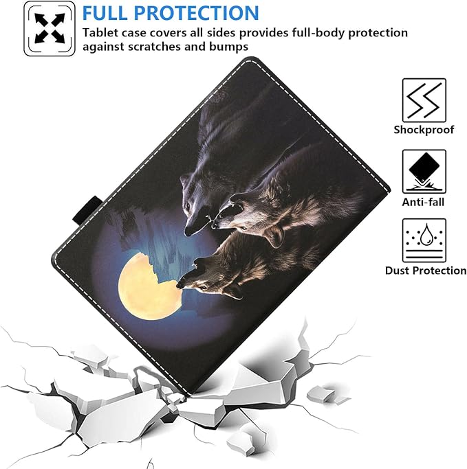 Case for Amazon Fire HD 8/HD 8 Plus Tablet (8 12th/10th Generation 2024/2022/2020 Release) Slim PU Leather Stand Folio Cover with Auto Wake Sleep African Woman Wolf