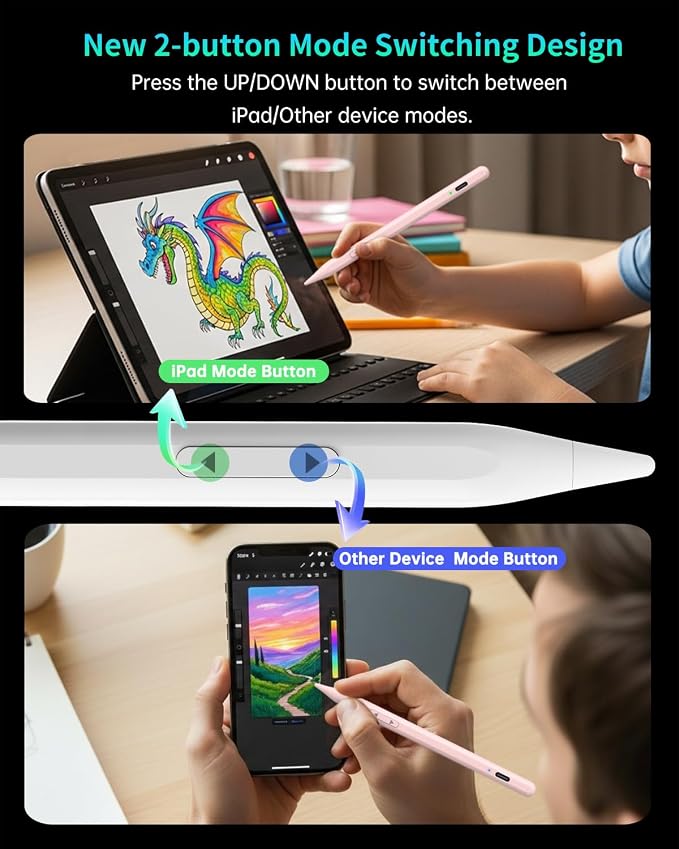 MEKO Universal Stylus Pen for Apple iPhone &amp Android &amp iPad 2X Fast Charge Active Stylus Pencil for All Touch Screen High Sensitivity Capacitive Stylus for Smartphone Apple Watch Tablet-Lihg