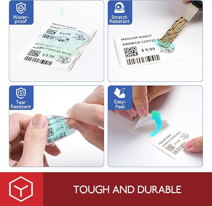[3x320 pcs] Phomemo Original Labels for M110/M220/M221, 3 Rolls 1.18'' x 0.79''(30 x 20mm), Square, White, 320 Labels/Roll, Multi-Purpose Self-Adhesive Thermal Labels, Also Made for Phomemo M120/M200
