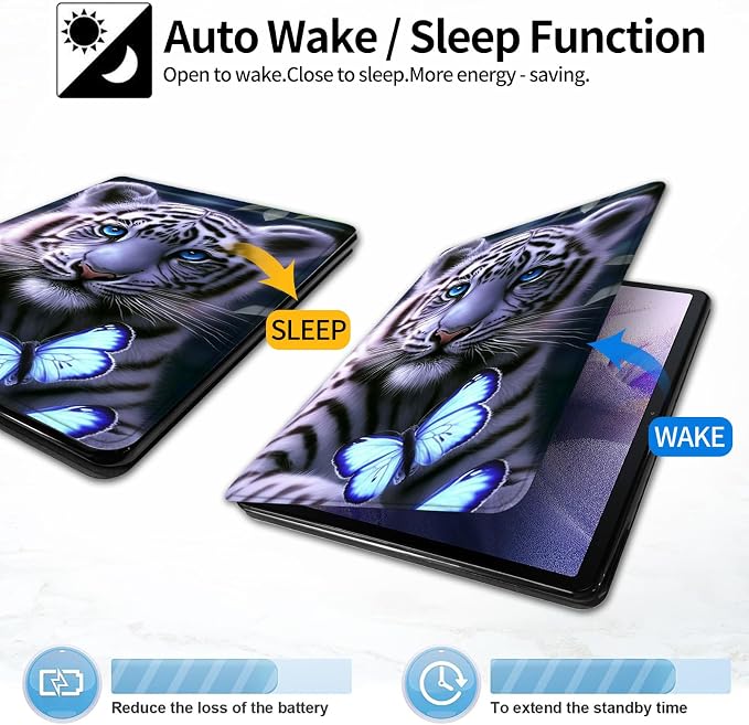 Case for Samsung Galaxy Tab A9 8.7-Inch 2023360 Degree Rotating Multi-Angle Viewing Protective Cover with Auto Sleep/Wake-Blue Butterfly