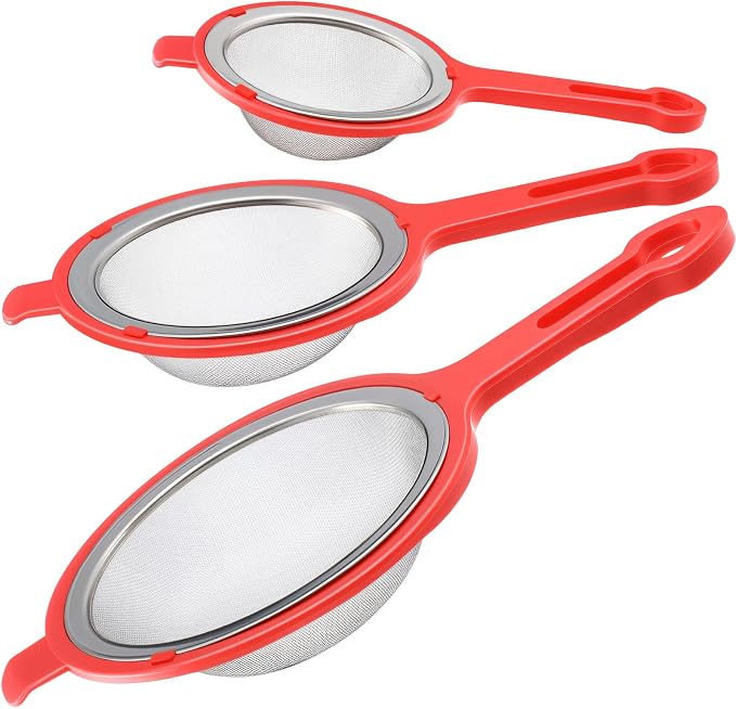 LemonRoad Set of 3 Stainless Steel Mesh Strainer 304 Fine Mesh Filters
