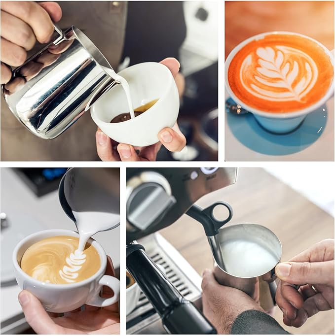 Stainless Steel Milk Frothing Pitcher with Lid, 600ml