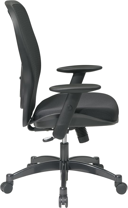 SPACE Seating Breathable Mesh Black Back and Padded Mesh Seat, 2-to-1 Synchro Tilt Control, Adjustable Arms and Lumbar Support with Gunmetal Finish Base Managers Chair