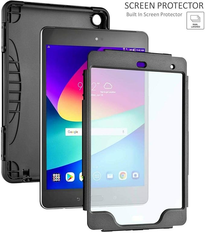 Verizon Rugged Case with Built-in Screen Protector for ASUS ZenPad Z8s 7.9 inch Tablet - Black