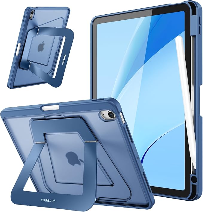 Fintie Shockproof Case for iPad Air 11-inch &amp iPad Air 5th/4th Gen 10.9 in | Slim Frosted Hard Back Cover Multi-Angle Viewing Built-in Kickstand &amp Pencil Holder Anti-Scratch Black