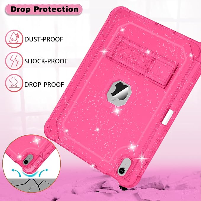 ZoneFoker Case for iPad 11-inch (A16) 2025 / iPad 10th Gen 10.9 inch 2022 Heavy Duty Shockproof Rugged Protective with Pencil Holder 11th / 10th Translucent Cover with Kickstand