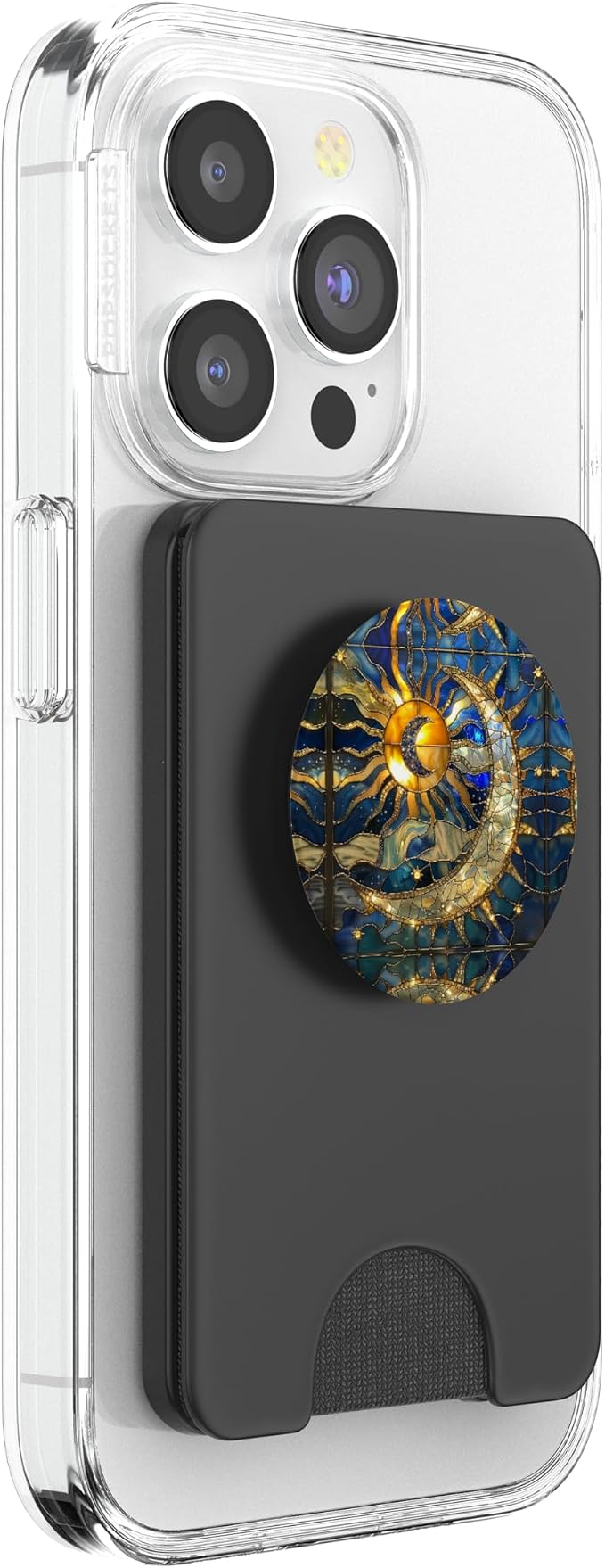 Celestial Sun Moon Star Stained Glass Effect Art Stain Glass PopSockets Adhesive PopGrip