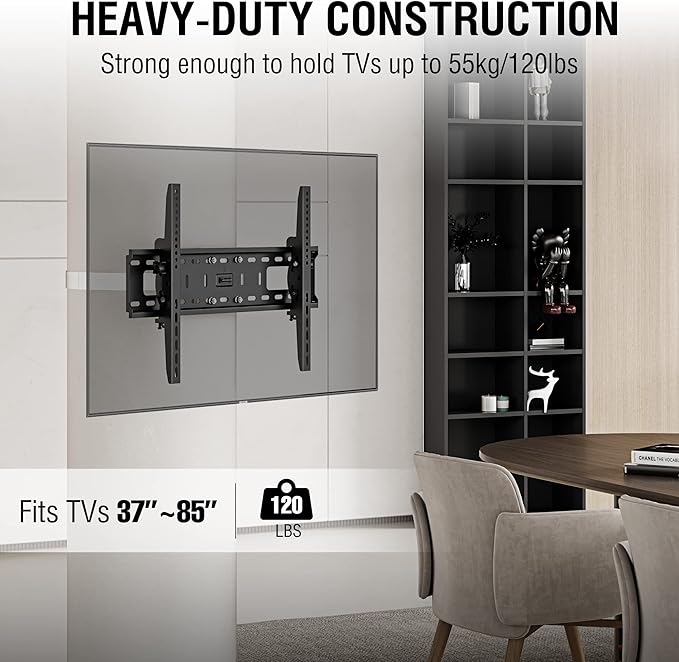 CondoMounts CLMTVT1064 DIY Column TV Mount for Large Pillars & Large TVs | Holds 120lbs | Fits 37-in. to 85-in. TVs | Fits Pillars 8-inches & Wider | No Drill | White Straps | TILT Only No Swivel