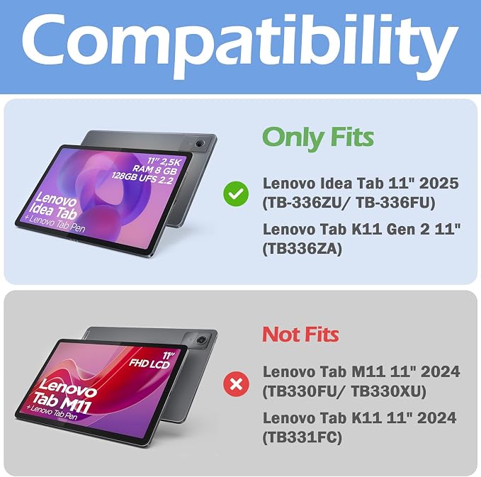 ProCase Full-Edge Case for Lenovo Idea Tab 11 2025 &amp Tab K11 Gen 2 | Slim Trifold Stand Cover with Shockproof TPU Back Pencil Holder &amp Full Protection - Black