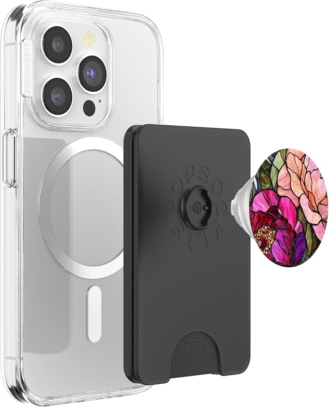 Vibrant Peonies in Bold Pink and Red Artwork PopSockets PopWallet for MagSafe