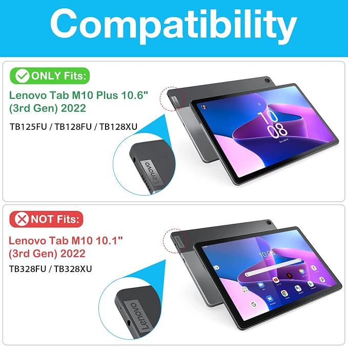 ProCase Shockproof Stand Case for Lenovo Tab M10 Plus 3rd Gen 10.6 Black | Shockproof Folio Cover Adjustable Stand Delivers Secure Protection Hands-Free Viewing Experience