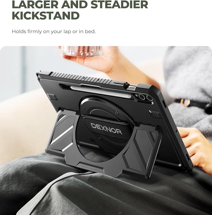 Dexnor Case for Samsung Galaxy Tab A11+/A11 Plus 11 inch 2025 Rugged Protective Case with 360° Rotating Hand Strap &amp Large Steady Stand &amp Screen Protector Shockproof Full-Body Bumper Cover B