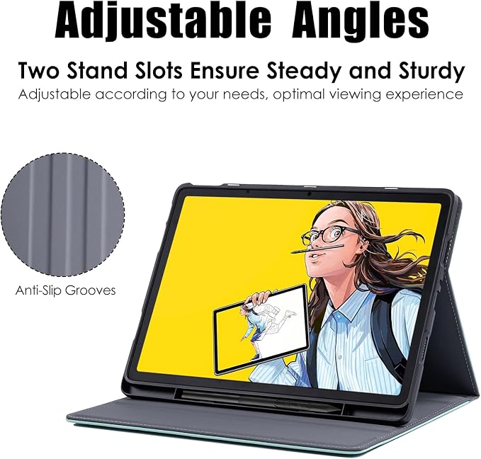 Stand Case for Wacom Movinkpad 11 Tablet Black | PU Leather Protective Coverwith Pen Holder &amp Pocket/Hand Strap Multiple-angles Viewing StandSoft TPU Back Shell