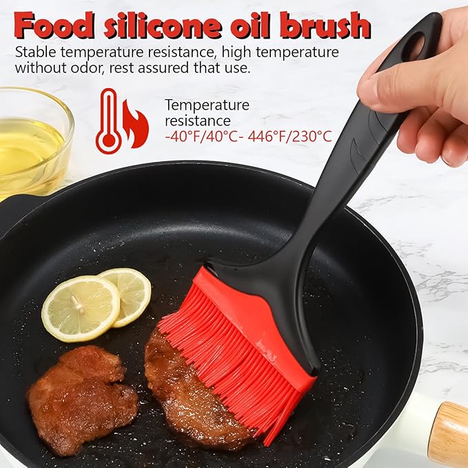 Realand Extra Large Silicone Basting Pastry Brush, 3.9in Wide Heat Resistant Silicone Basting Brush for Cooking Baking Grilling and Spreading Oil BBQ Sauce Butter Marinade, Dishwasher Safe, 3Pcs