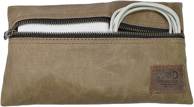Hide &amp Drink All Purpose Utility &amp Charger Case for MacBook iPad &amp Laptop Handmade from Waxed Canvas (Charcoal Black)