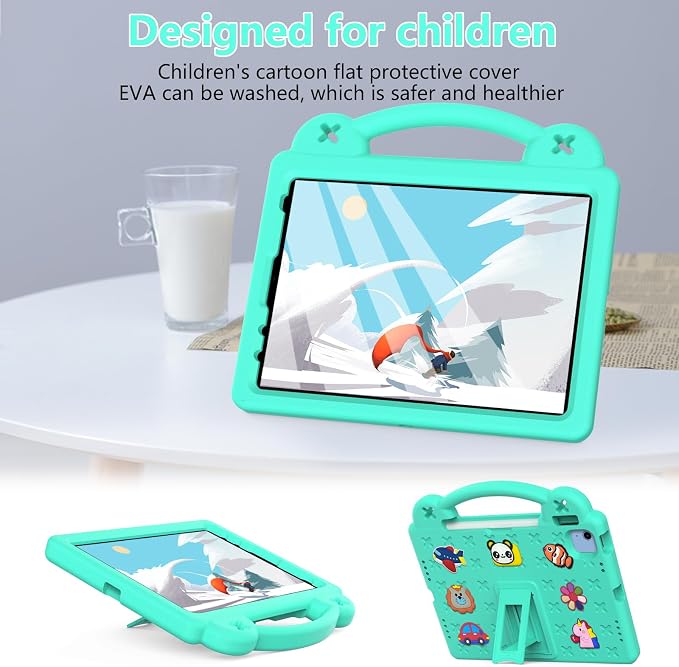 Kids Case for iPad Air 13 (2026/2025/2024) M4/M3/M2 &amp iPad Pro 13 2024 &amp iPad Pro 12.9 Cover 6th/5th/4th/3rd Gen (2022/2021/2020/2018) DIY Figures EVA Rubber Handle Stand Shockproof Bumper