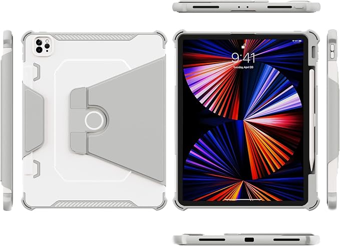 Kids Case for iPad Pro 11 M5/M4 &amp iPad Air 11 (2026/2025/2024) Shockproof Case with Pencil Holder Techcircle Light EVA Foam Handle Stand Bumper Protective Child Friendly Drop Proof Cover Black