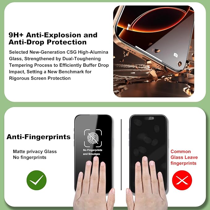 [2-Pack] Screen Protector for iPhone iPhone 16 Pro Max Auto Alignment Installation Frame Military-Grade Tempered Glass Full Coverage