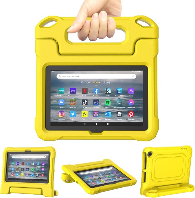 Kids Case for Amazon Fire 7 Tablet Case (12th Generation 2022)Blue | Lainergie Lightweight Easy to Carry Shockproof Kids Friendly Durable Hight Quality EVA Material Cover with Handle Stand