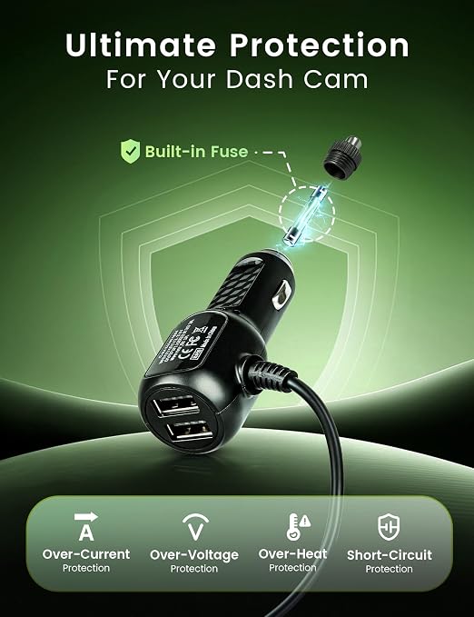 Anina Mini USB Mini-B Dash Cam Power Cord Left Angle Charging Cable Dash Camera Car Charger for Rexing V1V1P ProV -13FT/4M