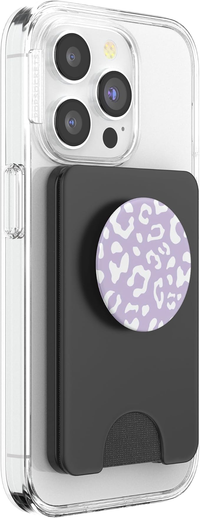 White Leopard Cheetah Light Pastel Purple PopSockets Adhesive PopGrip