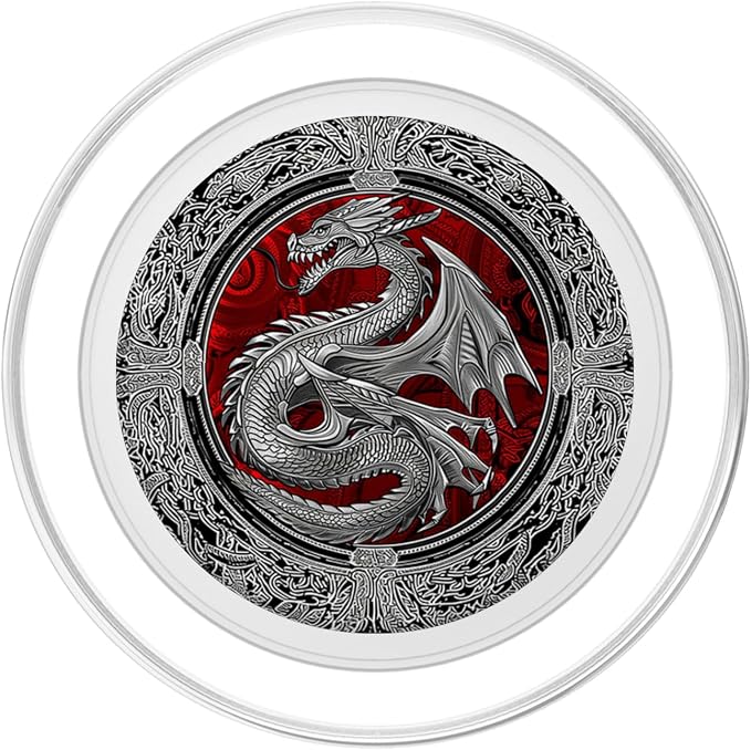 Viking Dragon Silver Chinese Dragons Mythology Fantasy PopSockets PopGrip for MagSafe