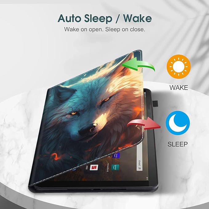 Case for All-New Amazon Fire HD 10 and 10 Plus Tablet (13th/11th Generation 2023/2021 Release) 10.1 Multi-Angle Smart Stand Cover Auto Sleep/Wake Skull and Fire
