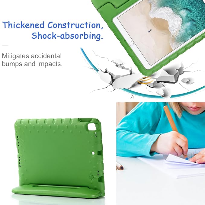 Kids Case for iPad Pro 11 M5/M4 &amp iPad Air 11 (2026/2025/2024) Shockproof Case with Pencil Holder Techcircle Light EVA Foam Handle Stand Bumper Protective Child Friendly Drop Proof Cover Black