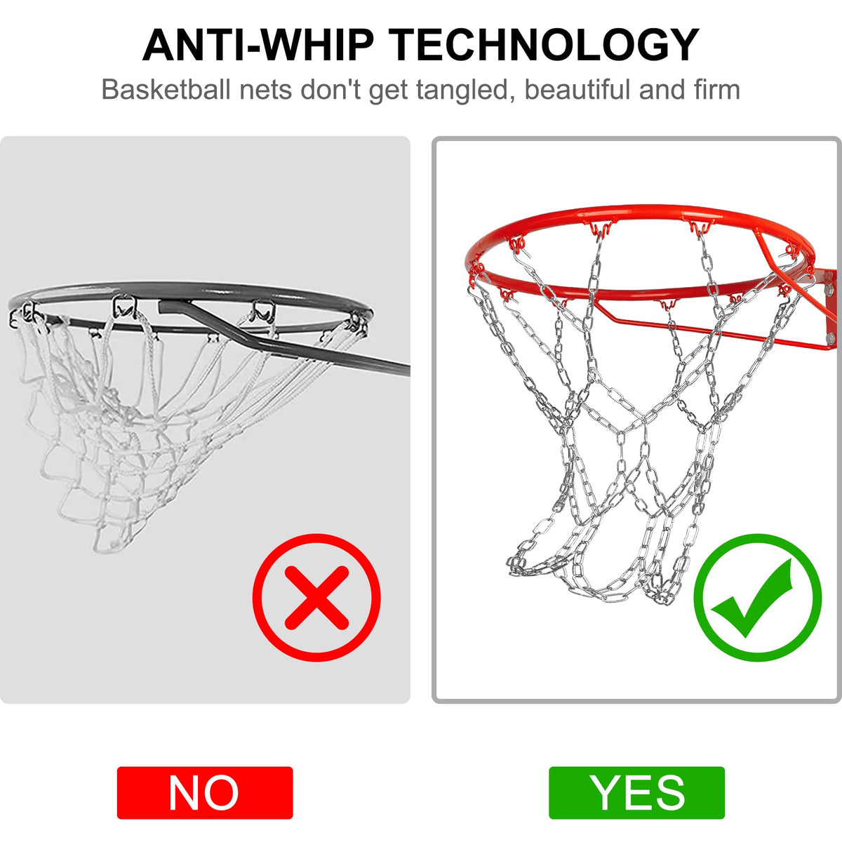 LAO XUE Heavy Duty Chain Basketball Net Replacement,21 Inches Metal