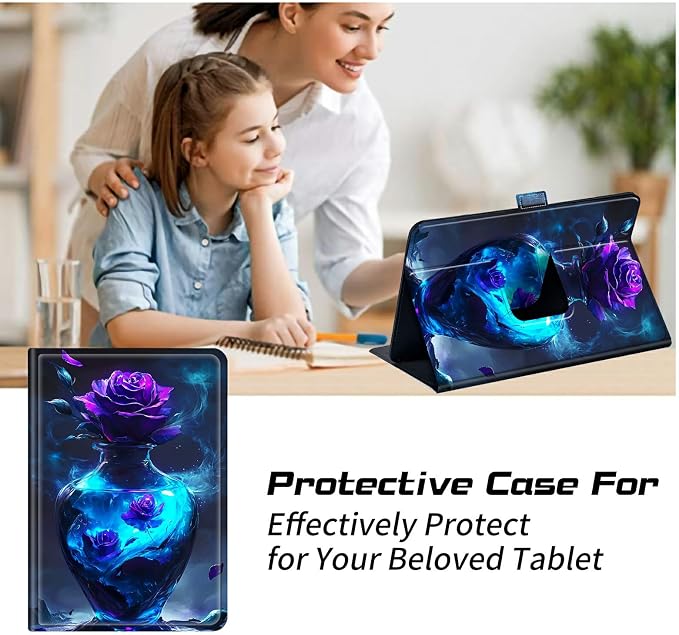 for Walmart Onn 10.1 2024 Onn 10.1 Gen 4 Universal Tablet Case 360 Degree Rotating Kickstand Protective Stand Case with Multiple Viewing PU Leather Shell Case Black Book Cat