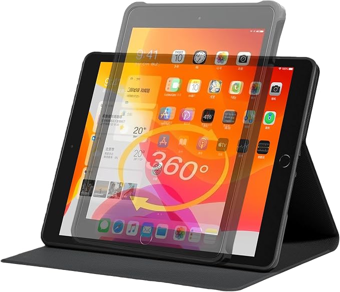 Rotating Case for iPad 6th 5th Generation 9.7 Inch 2018/2017 Model Lightweight PU Leather 360 Degree Rotating Protective Stand Cover Auto Wake/Sleep Black Cat on Moon