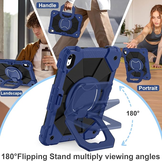 Scnioy Case for iPad (A16) 11th Generation 11 Inch (2025) / iPad 10th Generation Case 10.9 Inch (2022) with 360° Rotating Stand Screen Protector Pen Holder Shoulder Strap Black