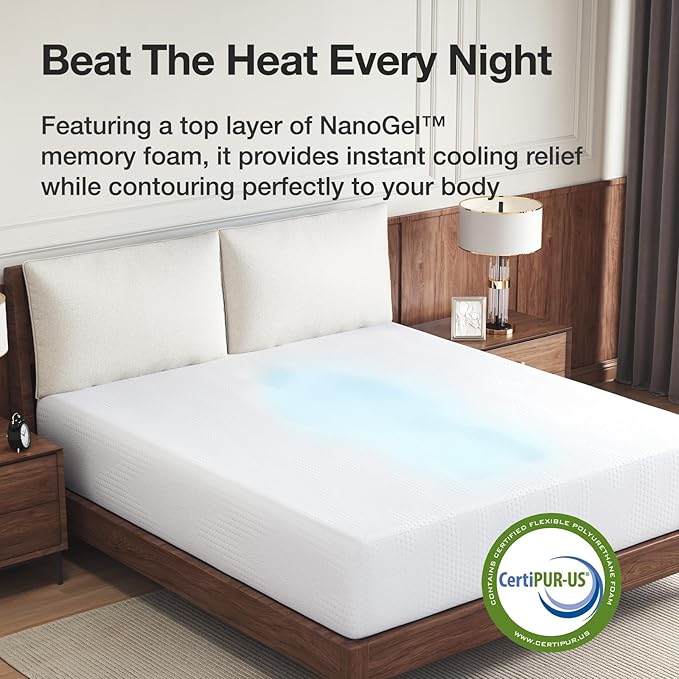 Novilla King Size Mattress in a Box, 14 Inch King Mattress, Gel Memory Foam Mattresses for Cooling Night Sleep & Pressure Relief, CertiPUR-US Certified