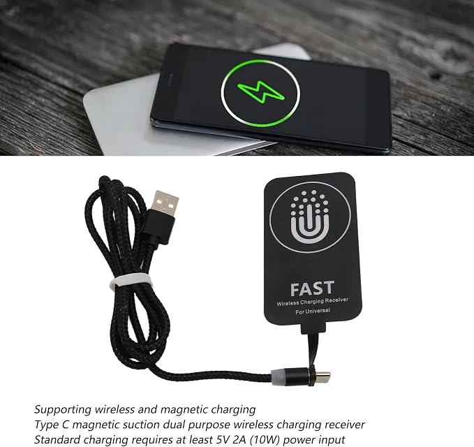 Type C Charging Receiver for Universal Type C Device Compatibility an Ultra Thin Type C Adapter with 2000mA Magnetic Quick Charge Capability