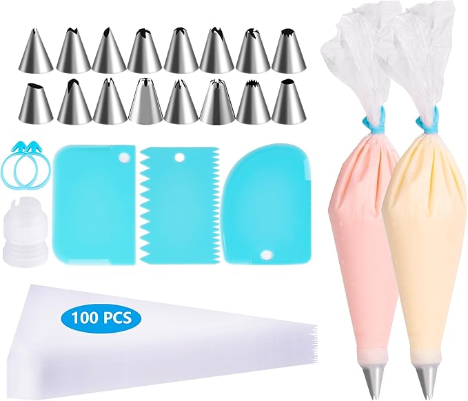 Karebeen Piping Bags and Tips Set, Pastry Bag Cakes Decorating Supplies Kit