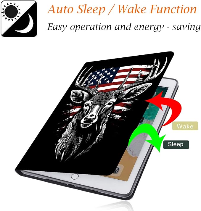 Case for Samsung Galaxy Tab A9 Plus 11 2023 Multi-Viewing Angles with Automatic Sleep/Wake Function for Samsung Galaxy A9+Tablet (SM-X210/X216/X218) American Flag Wolf