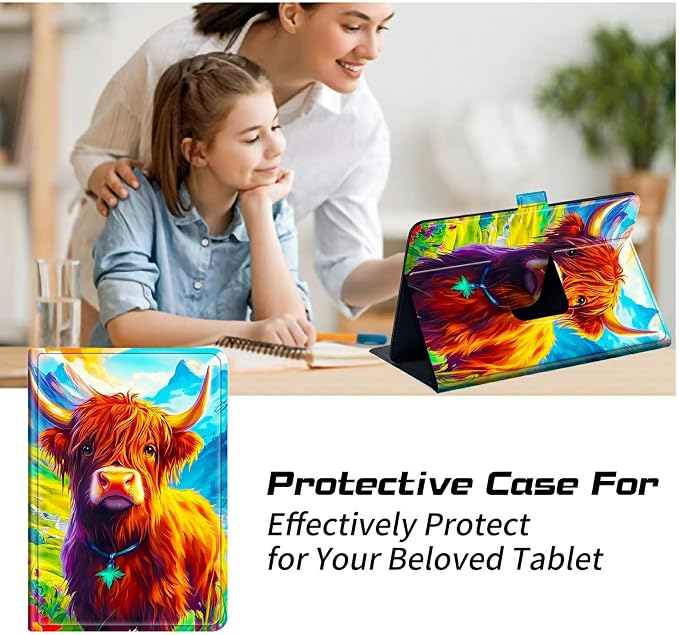 for Walmart Onn 10.1 2024 Onn 10.1 Gen 4 Universal Tablet Case 360 Degree Rotating Kickstand Protective Stand Case with Multiple Viewing PU Leather Shell Case Black Book Cat