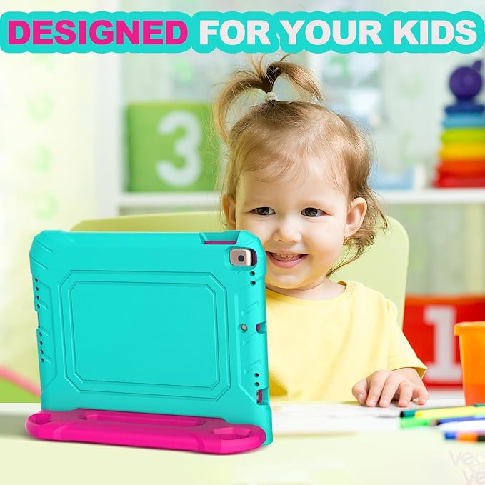 YIHE Kids Case for iPad 10.2 9th/8th/7th Gen Pro 10.5 &amp Air 3 BlackBlue | Full Body Shockproof Protective Cover Handle Stand Built-in Screen Protector Fun Colors