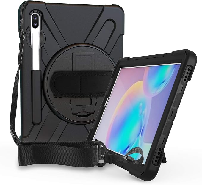 KIQ Shield Series for Samsung Galaxy Tab S7 FE Case Galaxy Tab S8 Plus Case Heavy Duty Shockproof Case w/S Pen Holder for Samsung Tab S7 fe 5G case 12.4 Inch 2020 SM T970 X800 T730 - Black