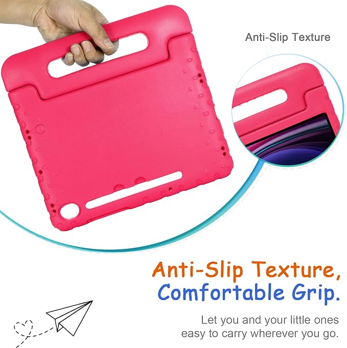 Kids Case for Samsung Galaxy Tab S10 FE Plus 13.1 (2025) Techcircle Handle Stand Light EVA Foam Bumper Protective Rugged Drop Protection Child Proof Cover Black