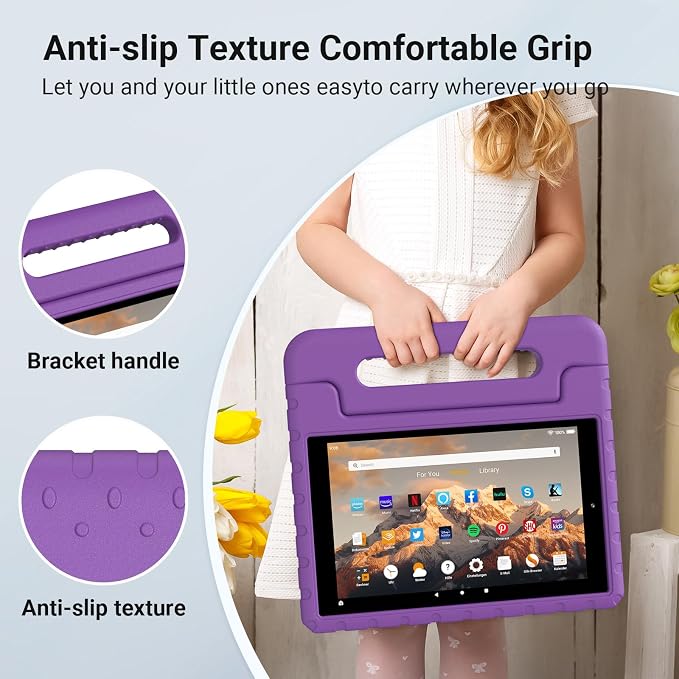 Kids Case for Amazon Fire HD 10 5/7/9 GenHandle Stand Green | Shockproof Lightweight designed for Amazon Fire hd 10 Tablet case Kids 5th/7th/9th Generation 2015/2017/2019 Released