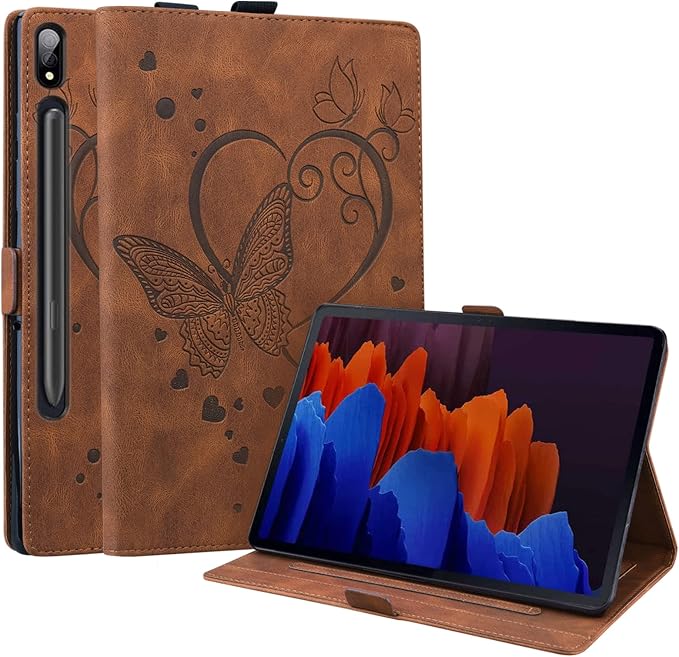 Dteck Wallet Case for Galaxy Tab S10+/S9+/S7 FE/S8+/S7 Plus 12.4 Tablet Premium PU Leather Folding Stand Auto Wake/Sleep Pen Holder Case with Hummingbirds