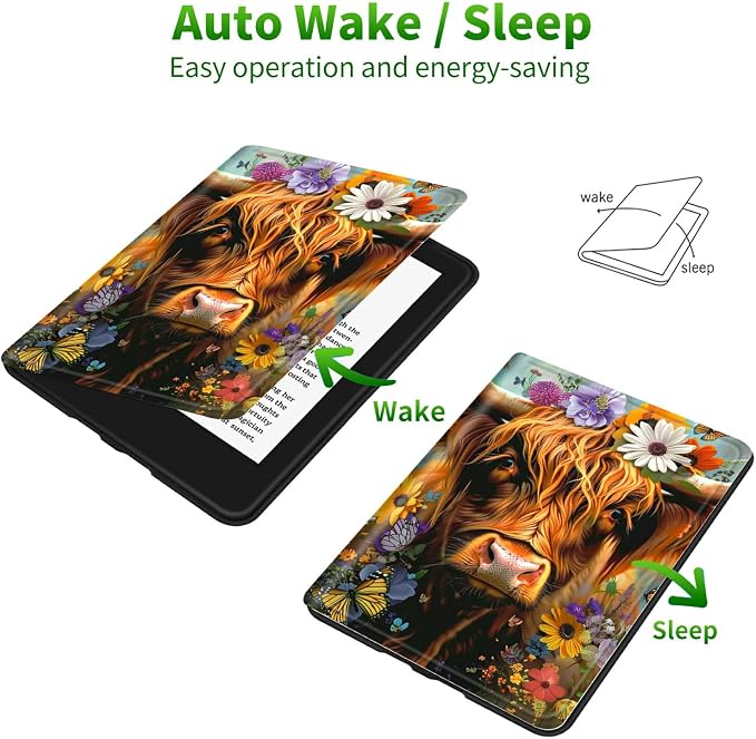 for 6 Kindle 11th Generation 2024/2022 Release Case (Model No: C2V2L3) E-Reader Multi-Angle Viewing Shockproof Smart Protective Case with Auto Wake/Sleep Baseball