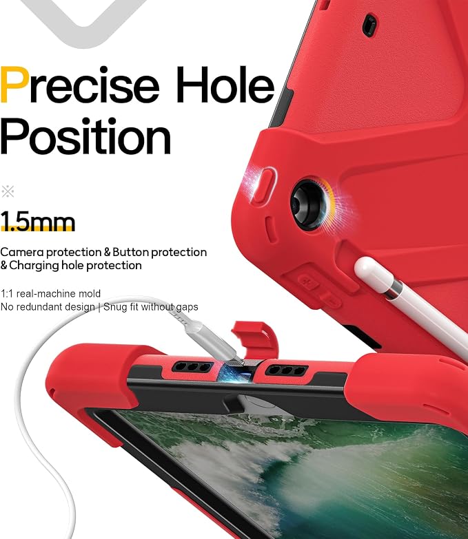 BRAECN Case for iPad 6th/5th Generation - 9.7 inch 2018/2017 Black | Protective Heavy Duty Shockproof Rugged Cover for Kids/Adults 360° Rotating Hand Strap/Stand &amp Detachable Shoulder Strap