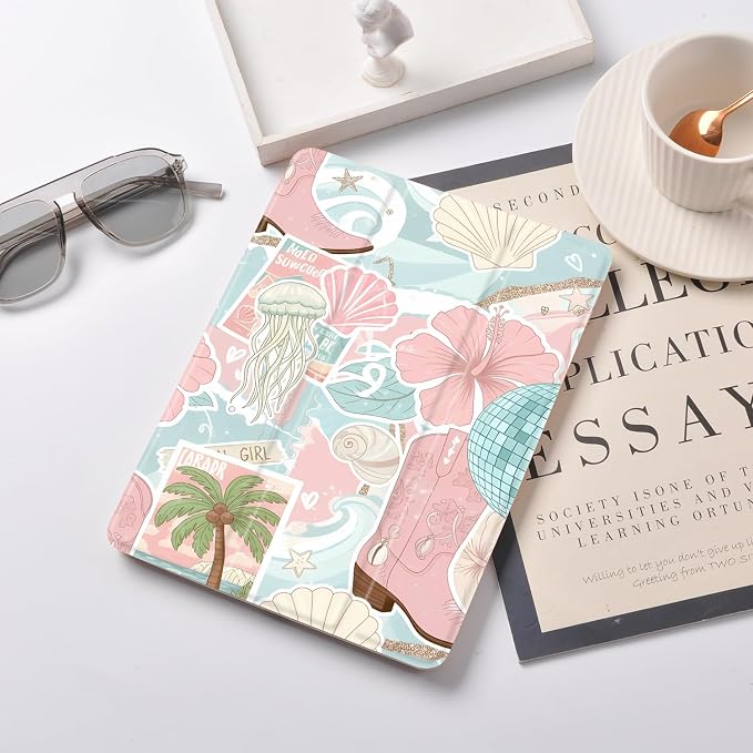 Joyland Brown Leopard Floral for iPad 6th/5th Generation 9.7 Inch 2018/2017Air 2/Air 1 CaseBuilt-in Pencil Holder with Shockproof Cover Transparent Back Shell Auto Wake/SleepBlack